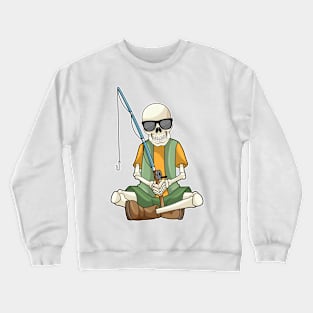 Skeleton at Fishing with Fishing rod Crewneck Sweatshirt